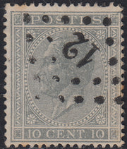 ECG238 - 1865 - Leopoldo I c. 10 grigio usato (17)