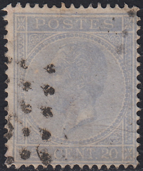 ECG239 - 1865 - Leopoldo I c. 20 azzurro usato (18)
