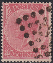 ECG243 - 1865 - Leopoldo I c. 40 rosa carminio usato (20)