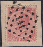 ECG248 - 1865 - Leopoldo I c. 40 rosa carminio usato su frammento (20)