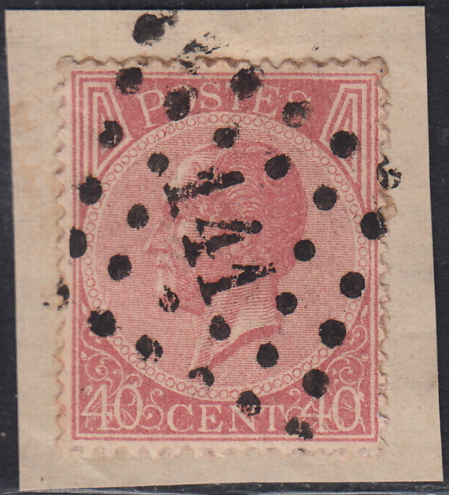 ECG248 - 1865 - Leopoldo I c. 40 rosa carminio usato su frammento (20)