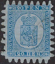 ECG58 - 1866/70 - Stemma, perforazione tipo III, 20p. azzurro su celeste usato (8)