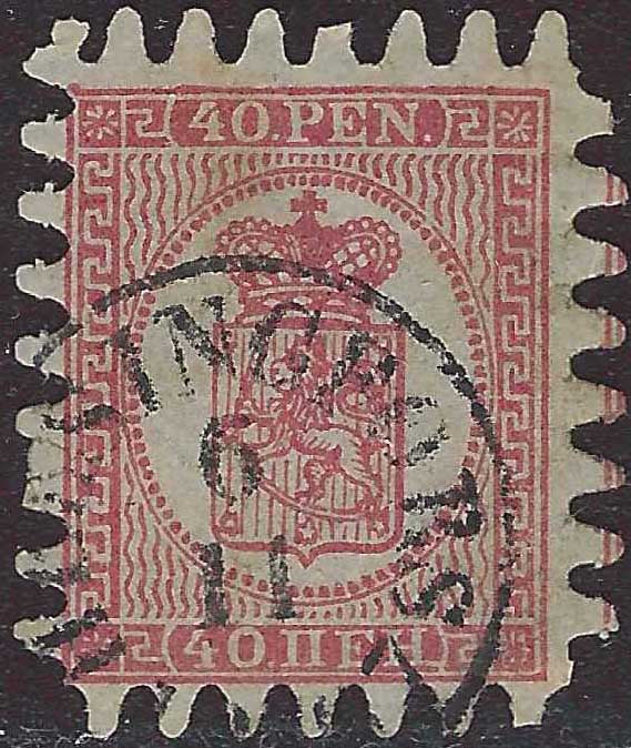 ECG60 - 1866/70 - Stemma, perforazione tipo III, 40p. rosa su lilla chiaro usato (9)