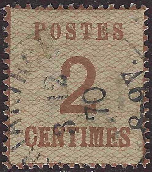 ECG77 - 1870 - Alsazia-Lorena, guerra del 1870/71, 2c. bruno rosso usato (2)
