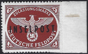 1945 - German occupation of the Aegean, light blue military relief stamp with INSELPOST overprint in violet upside down, used (8a) 