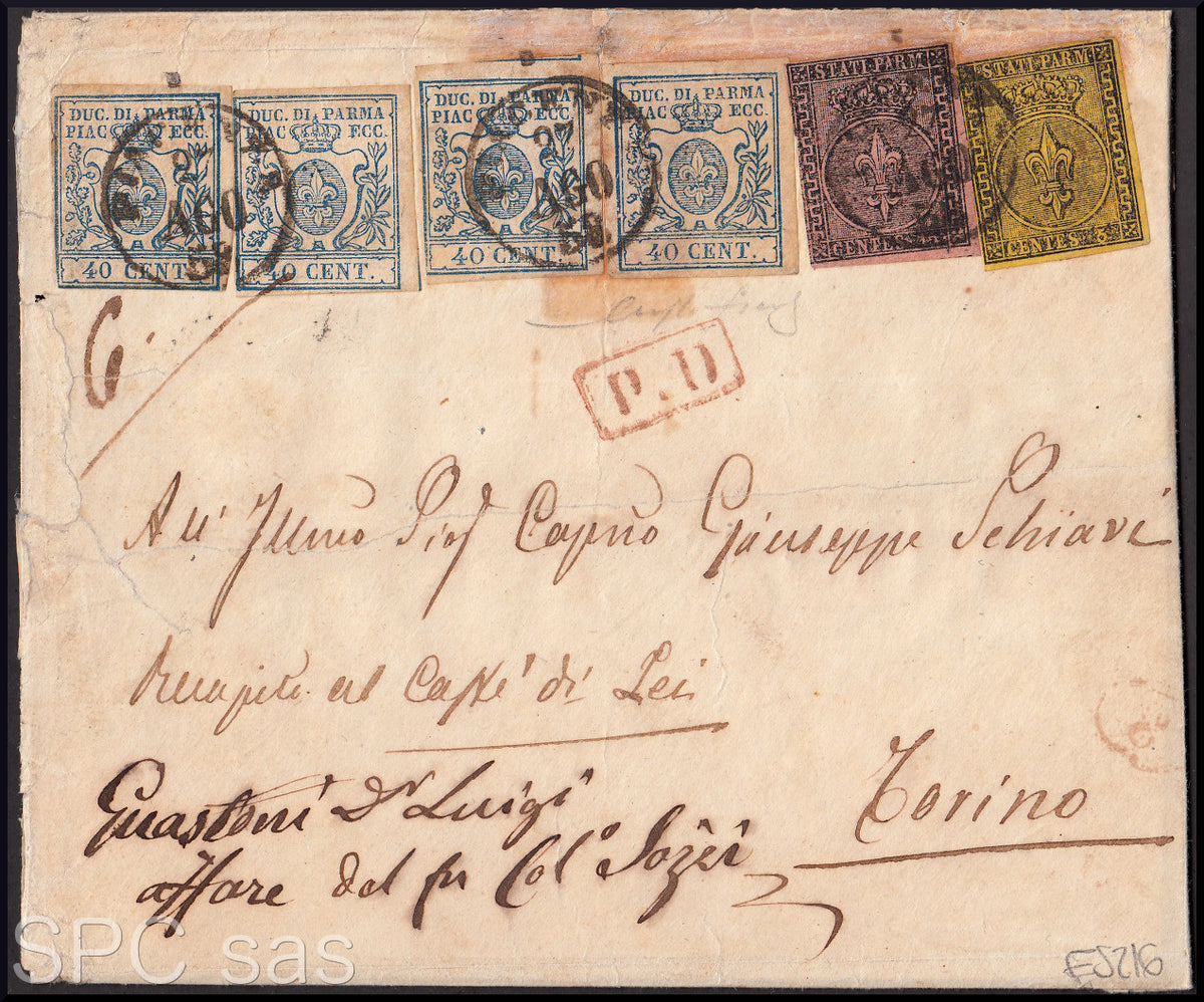 ES2585_15 - 1855 - II issue c.25 brown red on letter from Piacenza to Bologna May 1856 (8)