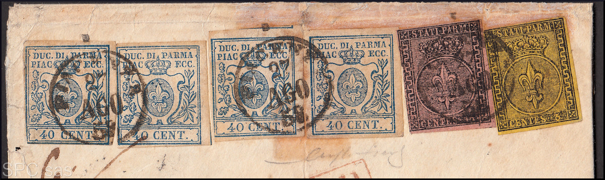 ES2585_15 - 1855 - II issue c.25 brown red on letter from Piacenza to Bologna May 1856 (8)