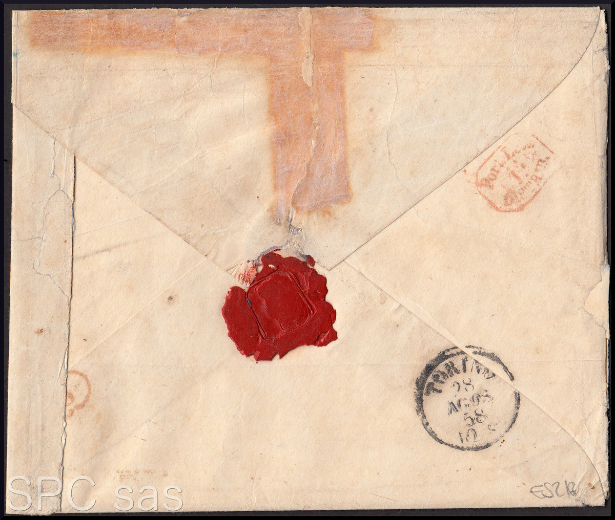 ES2585_15 - 1855 - II issue c.25 brown red on letter from Piacenza to Bologna May 1856 (8)