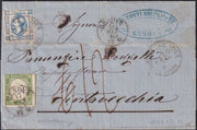 ES2512-4 -1863 - Lettera spedita da Genova per Civitavecchia 17/10/63 con Sardegna c.5 + Regno c. 15 azzurro (13Eb + 13)