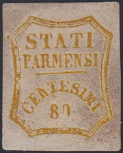 ES2585_16 - 1859 - Stati Parmensi e cifra in un ottagono a linee curve, c. 80 bistro oliva nuovo senza gomma (18).