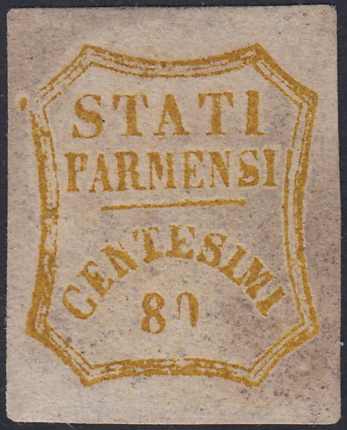 ES2585_16 - 1859 - Stati Parmensi e cifra in un ottagono a linee curve, c. 80 bistro oliva nuovo senza gomma (18).