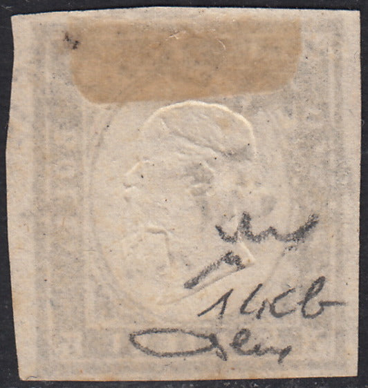 1860 - 1/2 dark blue tornese called "Croce di Savoia" used in the IL PAESE newspaper of 1/1/1861 (16b)