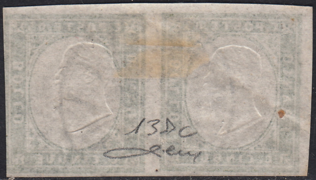 1860 - 1/2 dark blue tornese called "Croce di Savoia" used in the IL PAESE newspaper of 1/1/1861 (16b)