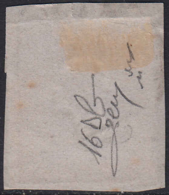 1860 - 1/2 dark blue tornese called "Croce di Savoia" used in the IL PAESE newspaper of 1/1/1861 (16b)