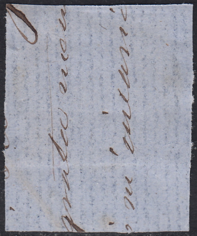 1860 - 1/2 dark blue tornese called "Croce di Savoia" used in the IL PAESE newspaper of 1/1/1861 (16b)