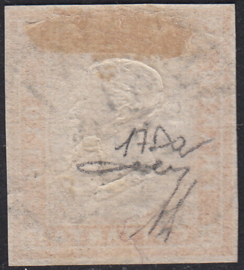 1860 - 1/2 dark blue tornese called "Croce di Savoia" used in the IL PAESE newspaper of 1/1/1861 (16b)