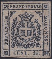 ES2609_10 - 1859 - Scudo di Savoia sormontato da corona Reale, c. 20 violetto scuro nuovo senza gomma (15a)