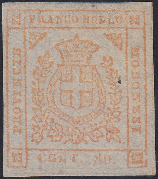 ES2609_12 - 1859 - Scudo di Savoia sormontato da corona Reale, c. 80 bistro arancio nuovo senza gomma (18)
