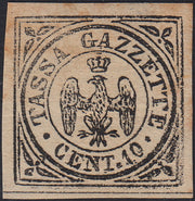 ES2609_13 - 1859 - Modena giornali, Tasse Gazzette Cent 10 nero su bianco nuovo con gomma (5)