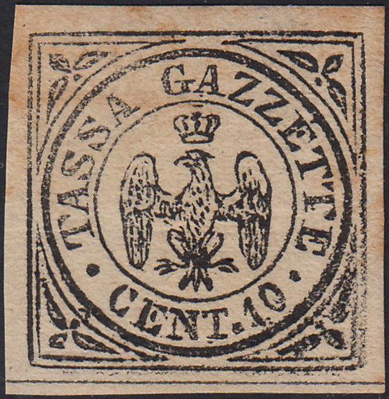 ES2609_13 - 1859 - Modena giornali, Tasse Gazzette Cent 10 nero su bianco nuovo con gomma (5)