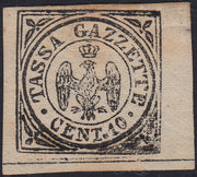 ES2609_14 - 1859 - Modena giornali, Tasse Gazzette Cent 10 nero su bianco nuovo con gomma (5)