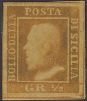 1859 - 10 grain indigo Naples retouch paper n. 21 new with full original rubber. (12b) Retouch 21