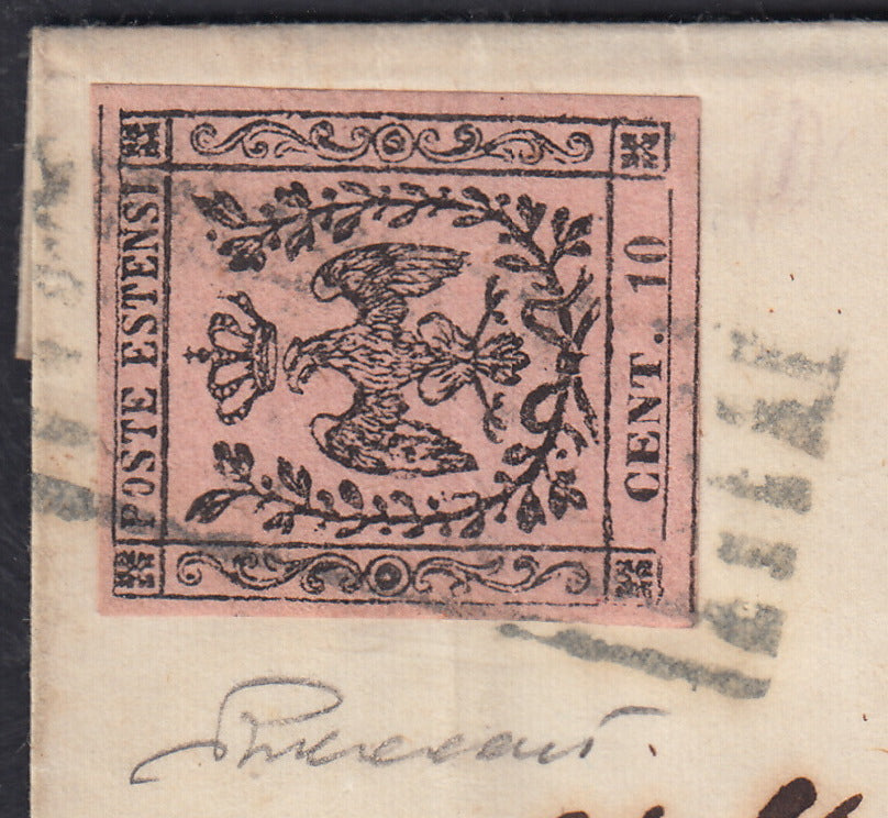 ES2609_4 - 1858 - Lettera spedita da Reggio per Massa 29/11/58 affrancata con c. 10 rosa vivo (2a).