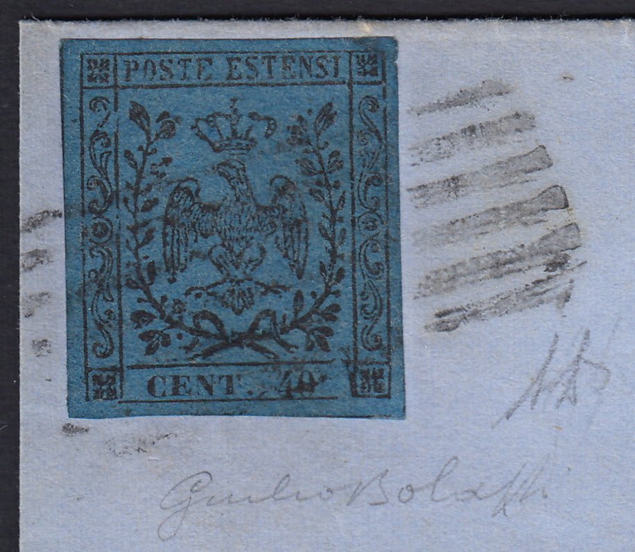 ES2609_5 - 1858 - Lettera spedita da Carrara per Roma 5/11/58 affrancata con c. 40 azzurro scuro (6).