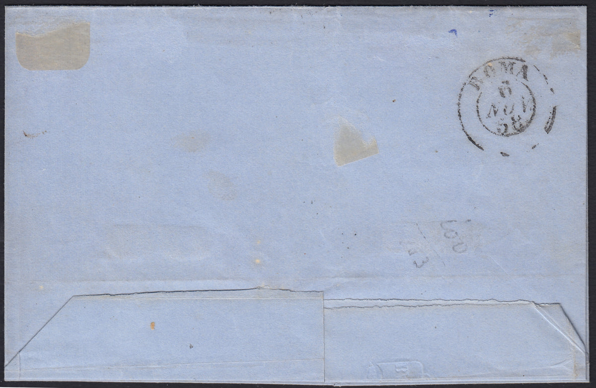ES2609_5 - 1858 - Lettera spedita da Carrara per Roma 5/11/58 affrancata con c. 40 azzurro scuro (6).