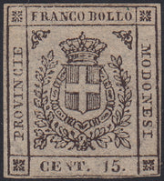 ES2609_8 - 1859 - Scudo di Savoia sormontato da corona Reale, c. 15 bruno scuro nuovo senza gomma (13a)