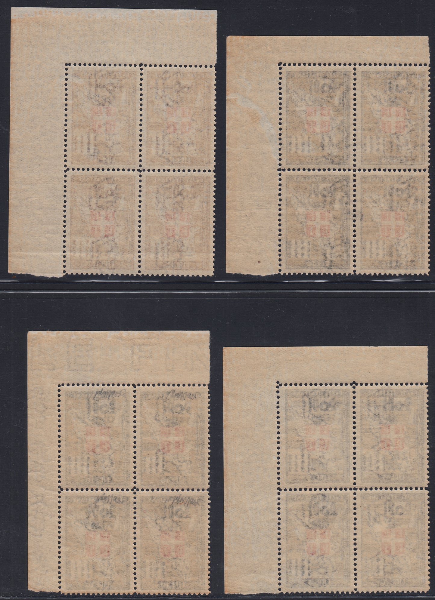 Egeo30 - 1932 - Egeo, twentieth anniversary of the occupation and tenth anniversary of the fascist revolution, series of 9 values ​​in blocks of 4 new ones with intact rubber, spectacular! (65/63) 