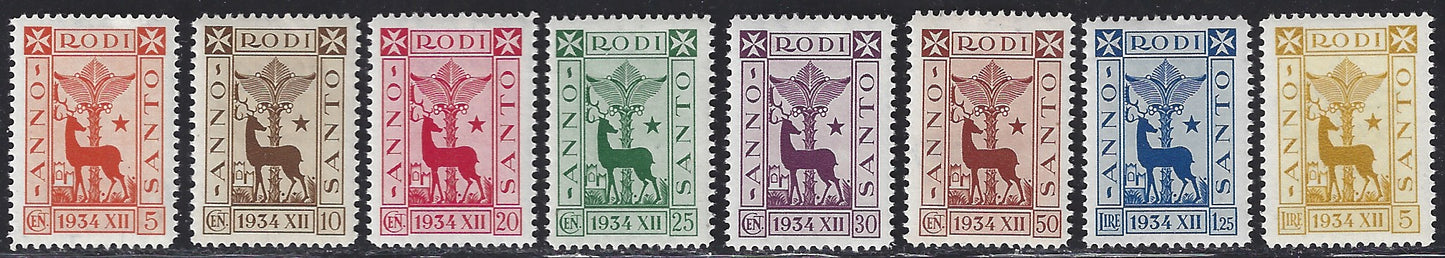 Egeo48 - 1935 - Emissioni generali, Anno Santo, serie completa di 8 valori nuovi con gomma integra (91/98)