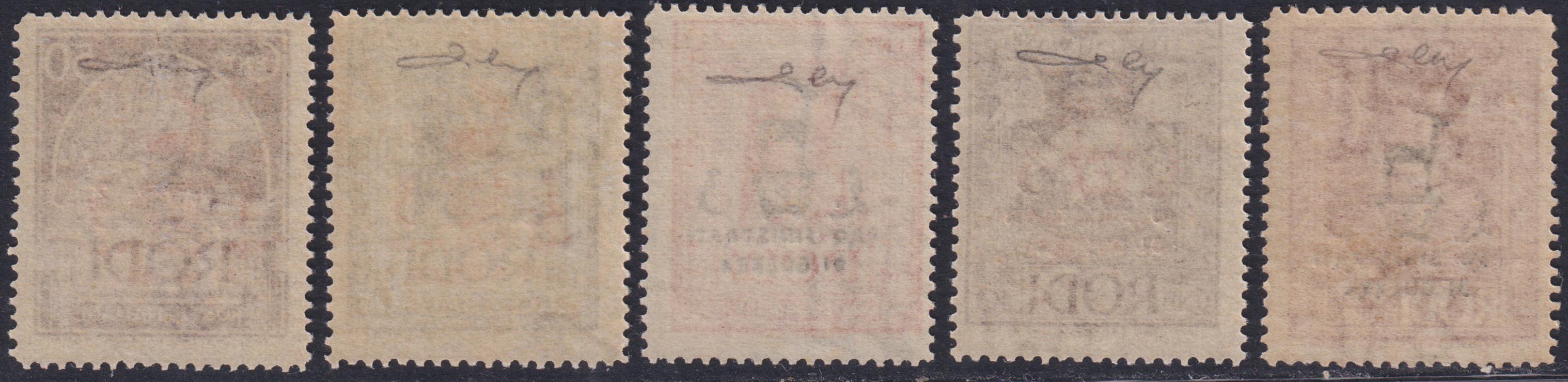 Egeo49 - 1944 - Occupazione tedesca dell'Egeo, "Pro Sinistrati di Guerra" serietta di cinque valori nuovi con gomma integra (126/130)