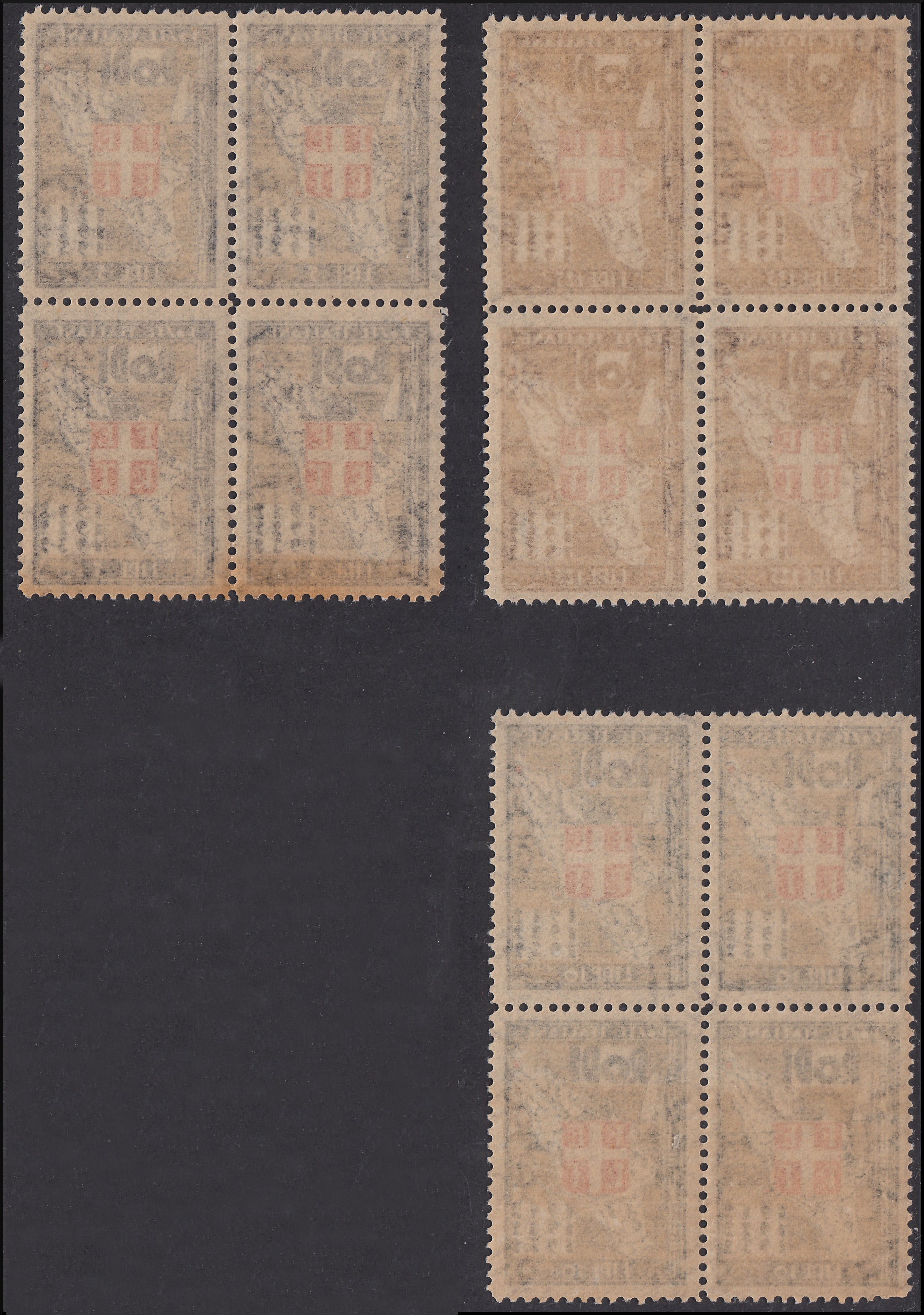 EGEO4 - 1932 - Ventennale dell'occupazione e decennale della rivoluzione fascista, serietta (escluso l'alto valore) in quartine nuove gomma integra integre (65/73)