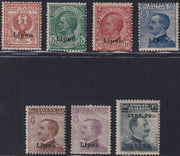 Egeo73 - 1912 - Francobolli di Regno soprastampati "Lipso", sette valori nuovi gomma integra (1/3 + 5/8)