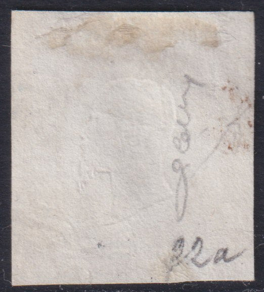 PVN10 -1861 - Effigie di Vittorio Emanuele II volta a destra 10 grana giallo ocra usato, lieve trasparenza, raro colore. (22c).