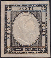 1861 - 1 black grain, copy with triple effigy, new with original rubber (19 AD). Cardillo certificate.