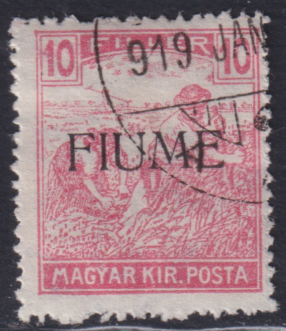 ZZ760 - Hungarian stamp from the Reapers series, 6 blue-green fillers with FUME (instead of FIUME) overprint, new (7d)