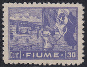 Fiume282 - 1919 - Sello Alegorías, papel tipo C 30 céntimos violeta con variedad de perforaciones 10 1/2 nuevo sin goma (C39/I)