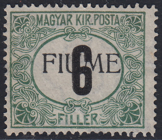 ZZ760 - Hungarian stamp from the Reapers series, 6 blue-green fillers with FUME (instead of FIUME) overprint, new (7d)