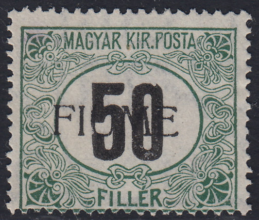 ZZ760 - Hungarian stamp from the Reapers series, 6 blue-green fillers with FUME (instead of FIUME) overprint, new (7d)