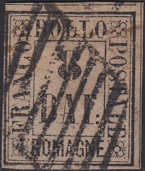 PP695 - 1859 - Cifra in un rettangolo, 8 baj rosa usato con annullo originale  (8).