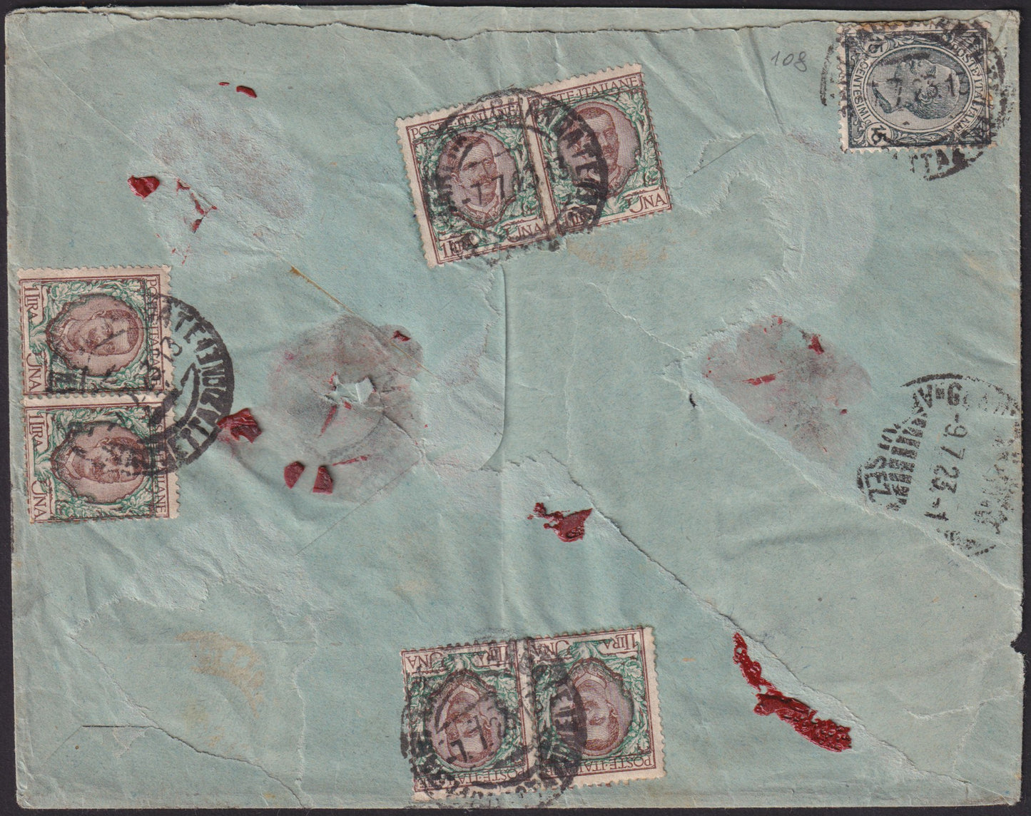 155 - 1859 - IV issue, Letter sent from Turin to Cuorgnè 6/7/59 franked with c. 40 vermilion brick edition 1859 (16Ba)