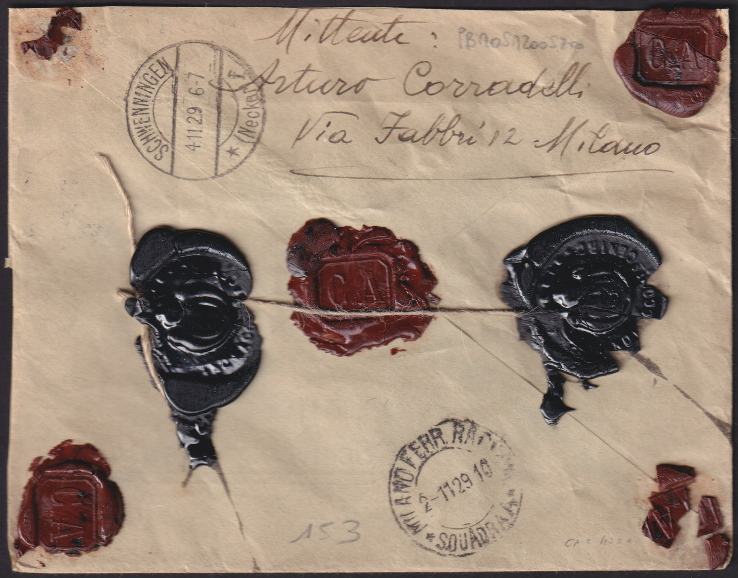 155 - 1859 - IV issue, Letter sent from Turin to Cuorgnè 6/7/59 franked with c. 40 vermilion brick edition 1859 (16Ba)