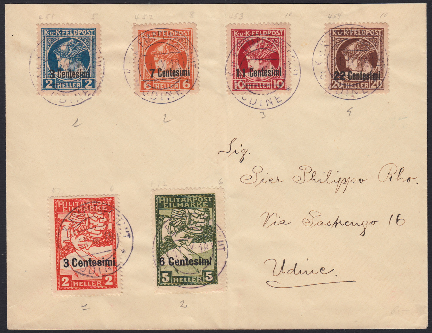 OA110 - 1918 - Franked letter with newspaper issue + express issue in complete series (E1, E2 + G1/4).