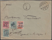 F13_176 - 1919 - Lettera spedita da Kardaun per Bolzano affrancata il 16/11/19 con segnatasse di Bolzano 3 (BZ3/31A, 51, 78, 79).