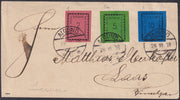 MERSP22 -1918 - Lettera spedita da Algund per Laas affrancata con I emissione serie completa non in tariffa, (1 + 2a + 3).