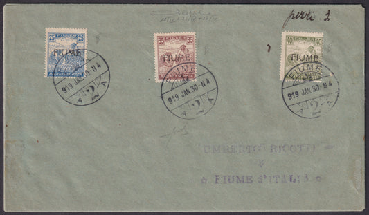 FF258 - 1918 - Letter sent from Algund to Laas franked with 1st issue of complete series not in tariff, (1 + 2nd + 3).