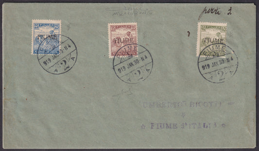 FF258 - 1918 - Carta enviada desde Algund a Laas franqueada con 1.º número de serie completa fuera de tarifa, (1 + 2.º + 3).
