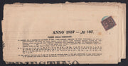 F13_20 - 1857 - Giornale Osservatore Triestino del 12/5/57 giunto a Modena e affrancato con B.G.Cen 9 violetto lillaceo (2a)